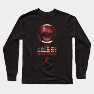 Area 51 - 5k fun run they can't stop us all t-shirt - lets see them aliens - Vintage distressed American flag and red galaxy Long Sleeve T-Shirt